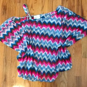 INC Multicolor top, stone strap on one shoulder